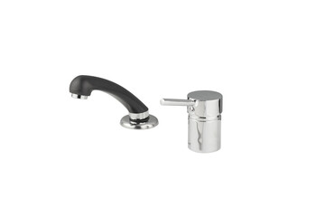 barber tap Mixer cold hot water. Modern faucet bathroom. Kitchen tap. Isolated white background. Side view.