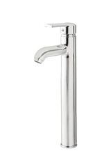 Mixer cold hot water. Modern faucet bathroom. Kitchen tap . Isolated white background. Side view.