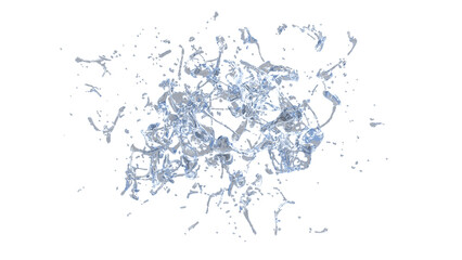 Obraz premium Water Splash with droplets. 3d rendering alpha channel.