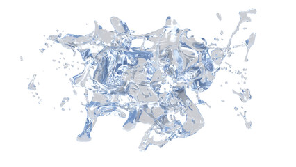 Water Splash with droplets. 3d rendering alpha channel.