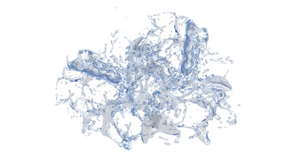 Water Splash with droplets. 3d rendering alpha channel.