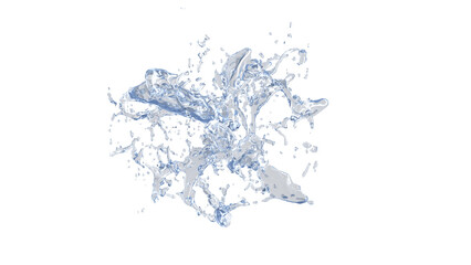 Fototapeta na wymiar Water Splash with droplets. 3d rendering alpha channel.