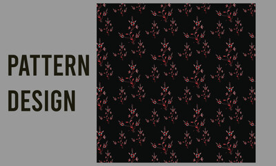 Hand-drawn red floral abstract seamless pattern