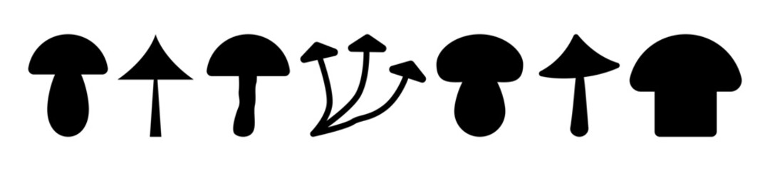 Set of autumn mushrooms. Silhouettes. Vector