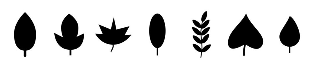 Autumn foliage set. Silhouettes. Vector