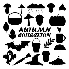 Silhouettes of autumn associations. Vector illustration