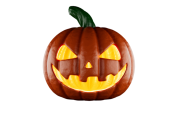 Autumn halloween pumpkin with light eyes 3d illustration