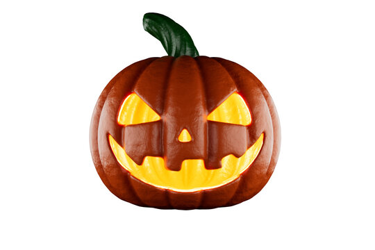 Autumn halloween pumpkin with light eyes 3d illustration