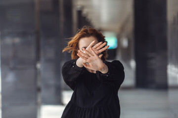 business woman with headache