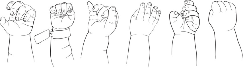 Newborn Baby's  hand vector hand drawn line  illustartion