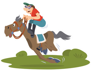 Jockey on horse. Illustration for internet and mobile website.