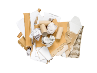 Separate garbage collection. Paper waste isolated transparent png.