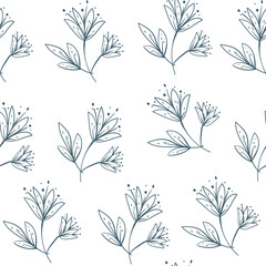 Flower floral plant nature line art sketch seamless pattern abstract concept. Graphic design element vector illustration
