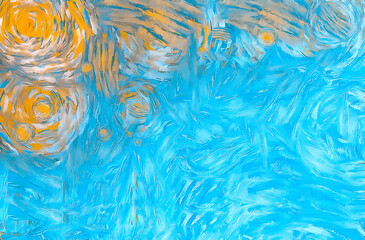 Abstract art background. Color texture. Fragment of artwork. Spots of paint. Brushstrokes of paint. Modern art. Contemporary art. Colorful canvas.