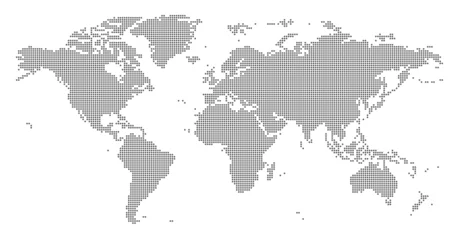 Poster Wereldkaart opgebouwd uit stippen. vector illustratie © gt29