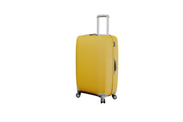 Yellow travel bag. Suitcase for tourism. Luggage mockup 3d render.