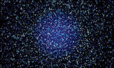 Big data abstract background. Digits one and zero in chaos.