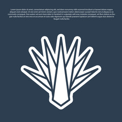 Blue line Agave icon isolated on blue background. Traditional Mexican plant. Vector