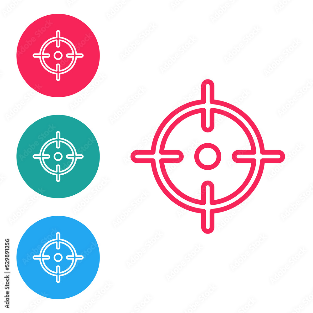 Poster red line target sport icon isolated on white background. clean target with numbers for shooting rang