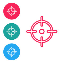 Red line Target sport icon isolated on white background. Clean target with numbers for shooting range or shooting. Set icons in circle buttons. Vector