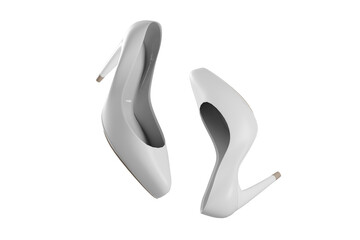 White high-heeled shoes without background 3d render