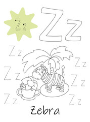 Coloring book - copybook for children. Letter Z