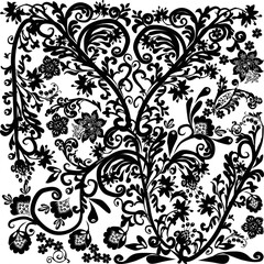 decorated black background with small flowers