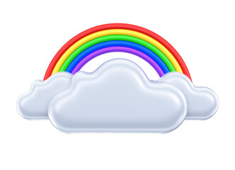 3D Rendering of Clouds with colored rainbow