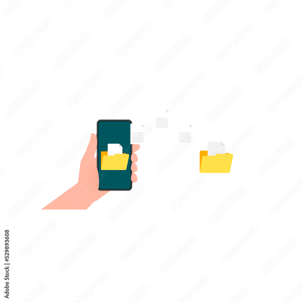 Poster modern flat icon with file transfer on green background. document icon vector. isometric vector.
