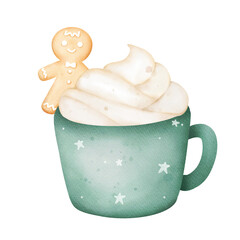 Cup of coffee with Gingerbread-man cookies