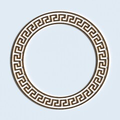 Simple meander pattern, circle frame. Greek ornament. 3d illustration - 529895628