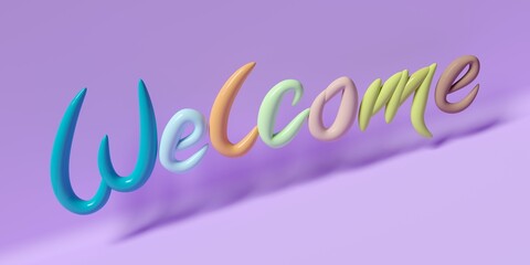 Welcome. Banner with text Welcome. 3d illustration - 529895689