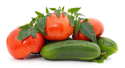 Fototapeta na wymiar Cucumbers and tomatoes.