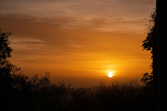 Sunrise in Andalusian mountains. Southern Spain