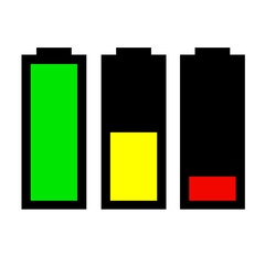 Battery charge indicator icons in vector graphics
