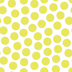 Seamless sport activity pattern - bright design. Repeatable gaming background with tennis play balls. Trendy sportive endless print. Vector illustration
