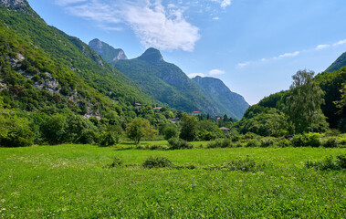 Fototapeta na wymiar view of a valley in dolomites, italy