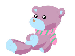 Cute teddy bear waving hand cartoon icon illustration.