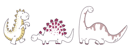 Dinosaur cute doodle sketch line art animal isolated set collection. Graphic design cartoon illustration  © Irina