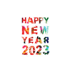 Happy 2023 New Year vector illustration in red color. Happy New Year banner for seasonal holiday greeting cards, flyers and party invitations	