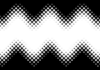 Zigzag halftone seamless border. Polka dots fade gradient zig zag ribbon. Dotted Gradient Halftone repeatable Wave. Trendy vector design element