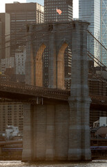 Naklejka premium Brooklyn Bridge and American Flag 