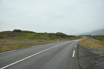 Display of a twisted road in Iceland