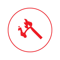 Burning match stick flame icon | Circle version icon |