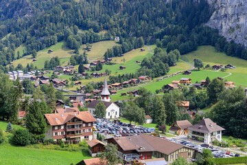Fototapeta na wymiar View Lauterbrunnen Village- Switzerland 
