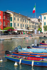 Harbor of Lazise on Lake Garda in Italy