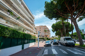 Left part of Croisette  - big amazing park of Palm and Pine trees and grass  in Cannes and residential buildings in 300m from beach