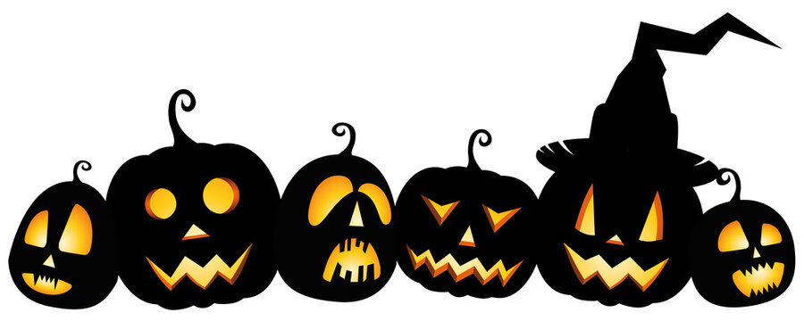 Craved pumpkins, Jack o' Lanterns - transparent background