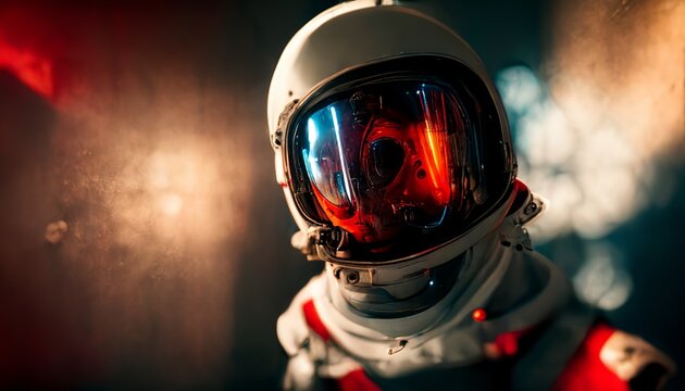 Astronaut Wearing Space Helmet On Mission