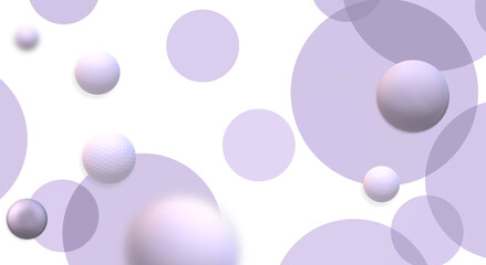 Space futuristic background with 3D round of purple violet lavender colour flying balls. Design for covers, presentations and advertisements in colour of 2023 Digital Lavender. 3D illustration